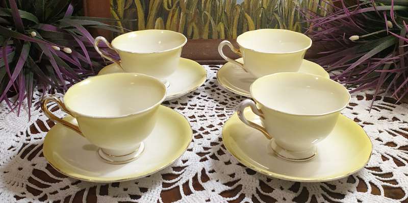 Royal Albert Vintage Teacups and Saucers | Bone China | Yellow  |