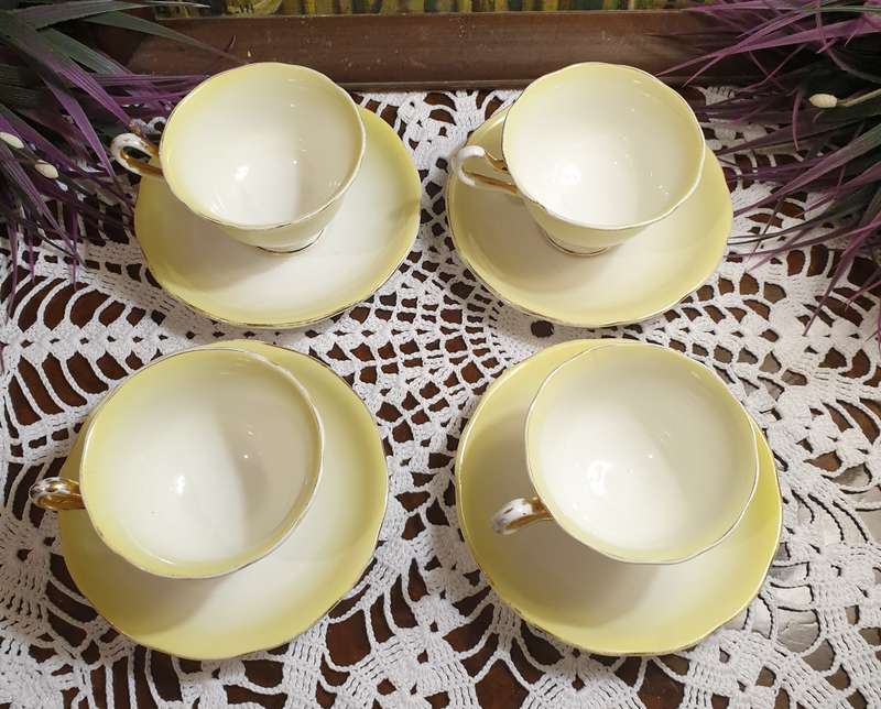 Royal Albert Vintage Teacups and Saucers | Bone China | Yellow  |