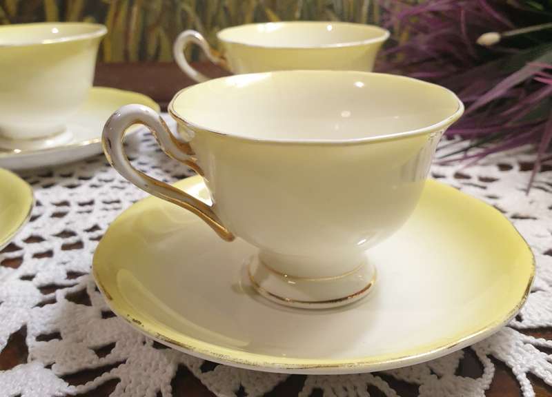 Royal Albert Vintage Teacups and Saucers | Bone China | Yellow  |
