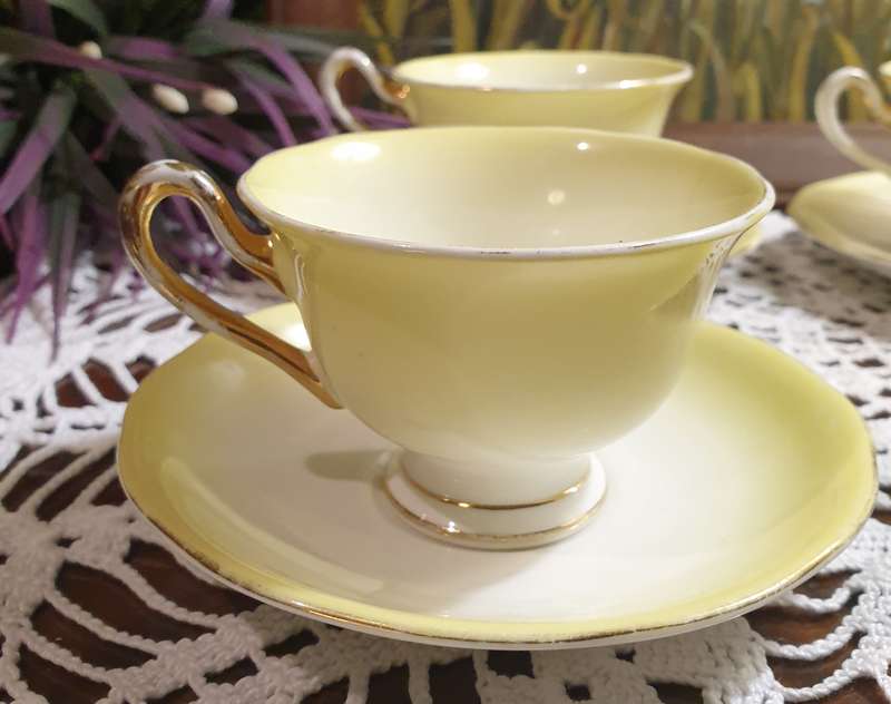 Royal Albert Vintage Teacups and Saucers | Bone China | Yellow  |