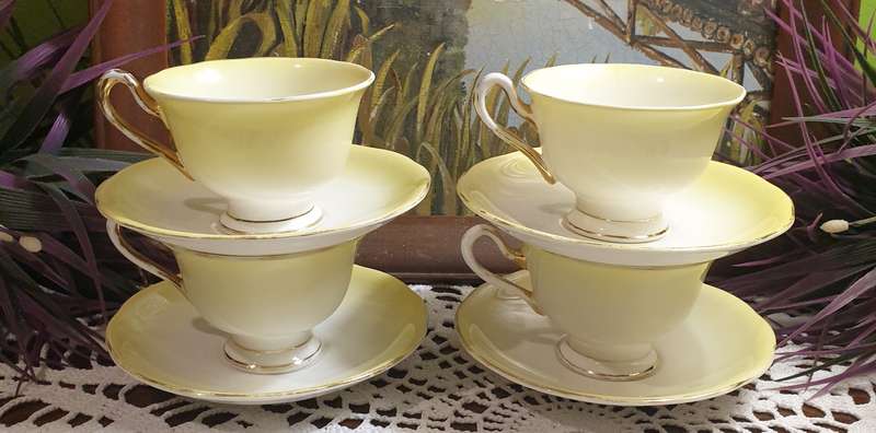 Royal Albert Vintage Teacups and Saucers | Bone China | Yellow  |