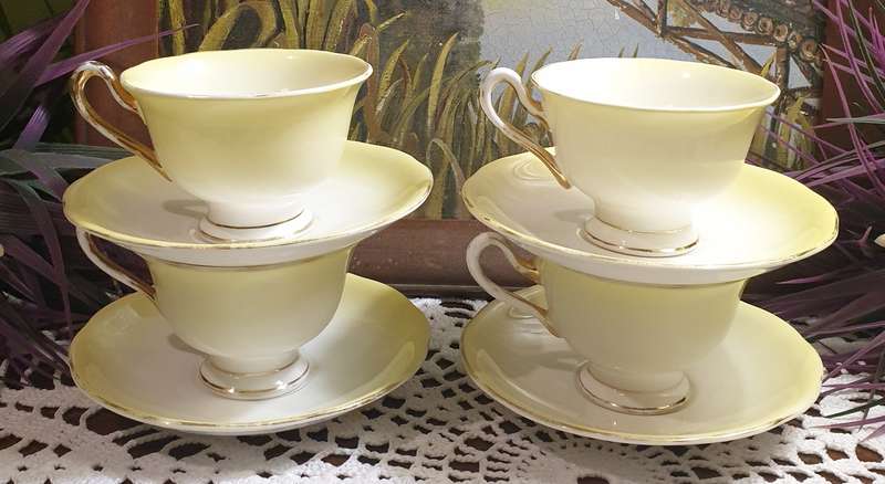 Royal Albert Vintage Teacups and Saucers | Bone China | Yellow  |