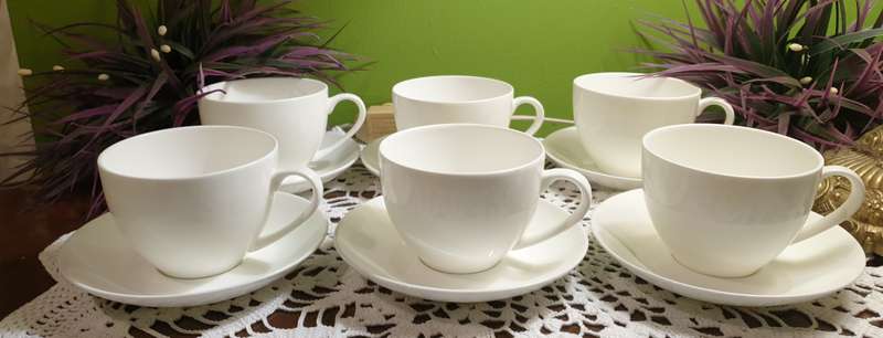 Maxwell & Williams - 350ml Cashmere Cups & Saucers Fine Bone China-Set of 6