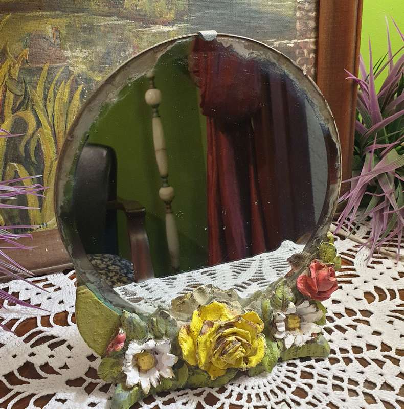 Vintage Barbola Round Mirror