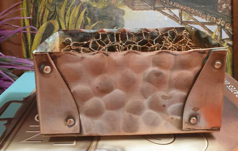 Vintage Hammered Copper Planter |  Jardinière |