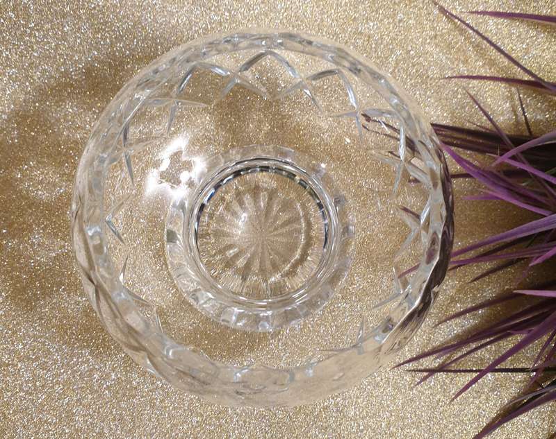 Vintage Stuart small lead crystal rose bowl & flower wire