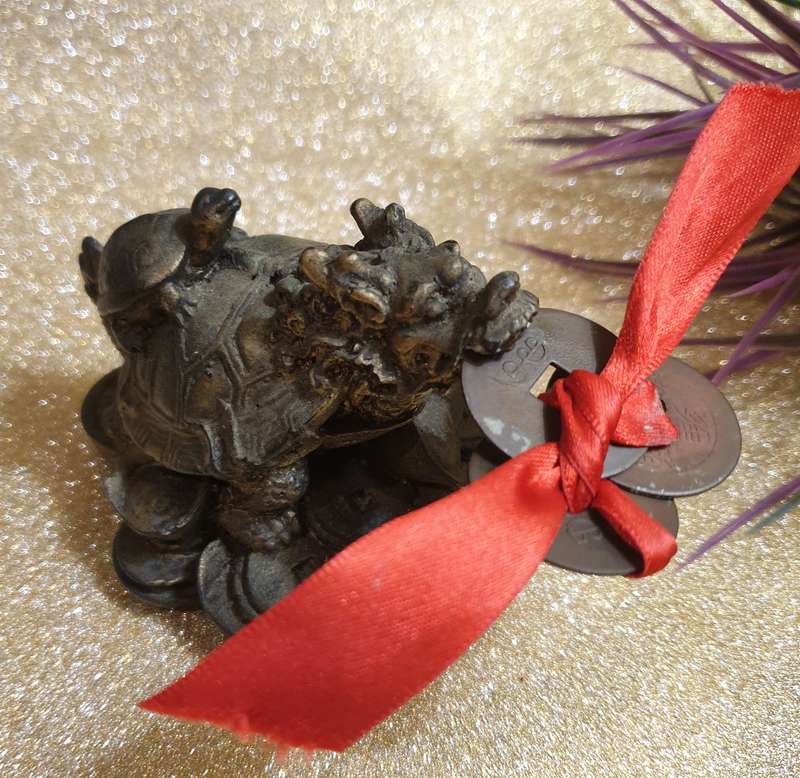 Dragon Tortoise On Coin | Made from resin |