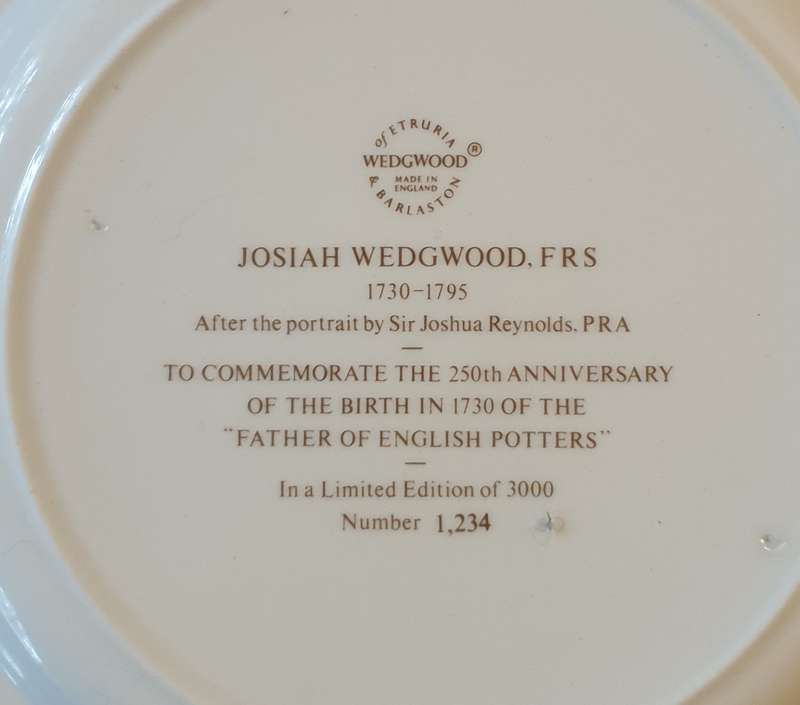 Wedgwood Collectors Plate JOSIAH WEDGWOOD