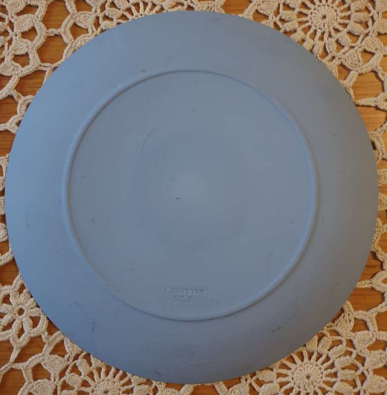 Vtg Wedgwood Mother 1980 Blue Jasperware Plate  Bird Feeding Nestlings