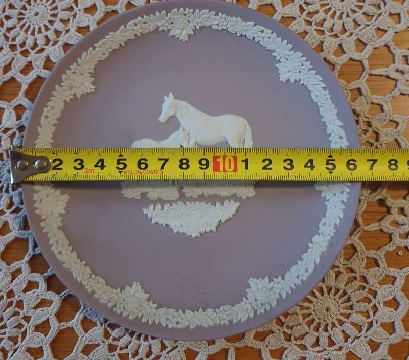 Vintage 1981 Wedgwood White on Lilac Jasperware Mother's Day Collectible Horse Plate