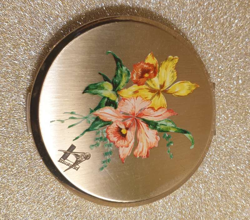 Vintage Powder Compact |  Masonic emblem |
