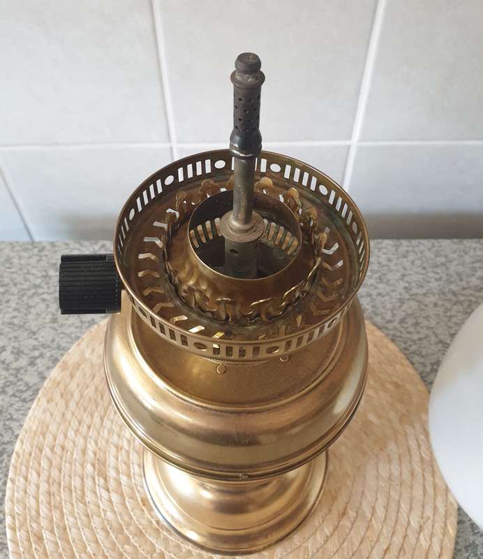 VINTAGE Oil Lamp with Glass Shade
