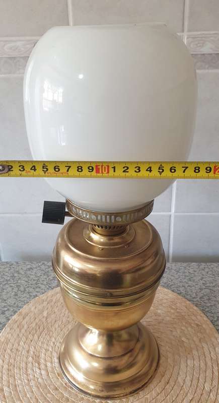 VINTAGE Oil Lamp with Glass Shade