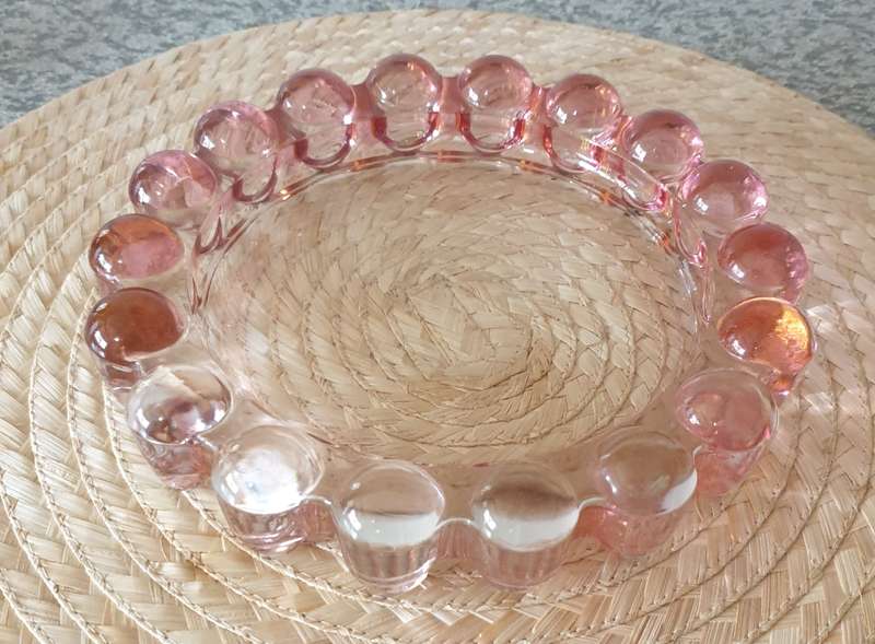 Vintage Pink Nova Bubble Glass Ashtray