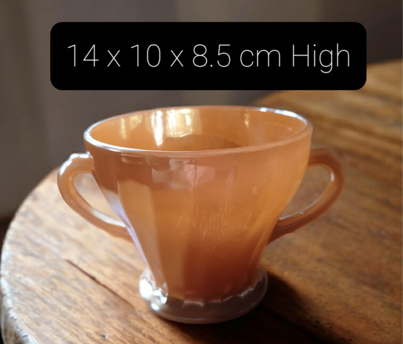 Vintage Anchor Hocking, FIRE KING Peach Lustre Swirl  Open Sugar Pot