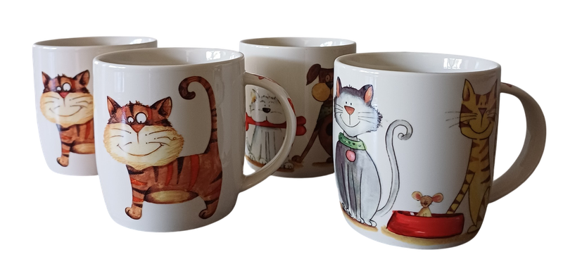Cats & Dogs Coffee Mug Set 4 | 360ml |