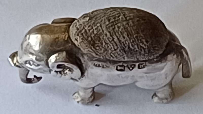 Miniature Novelty Silver Elephant Pin Cushion.