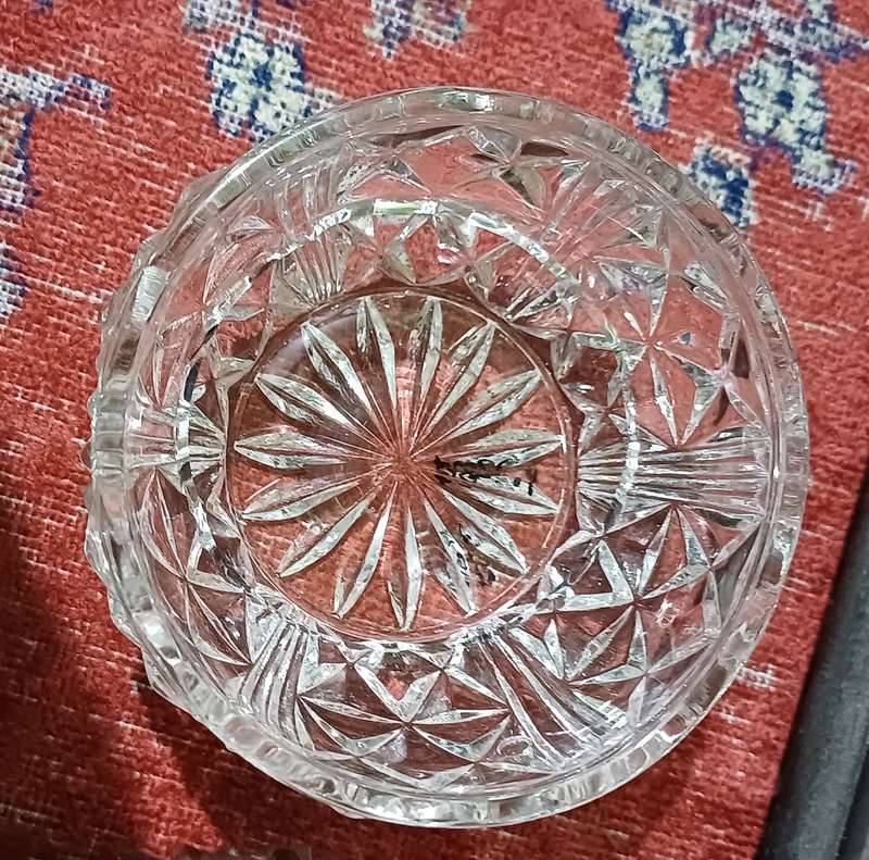 Vintage  glass powder bowls with brass lids |  dressing table accessories | trinket bowls |