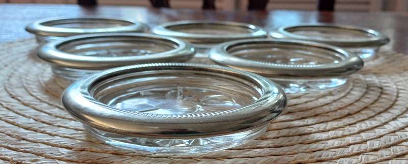 6 SILVER PLATED Coasters | 10 cm wide each |
