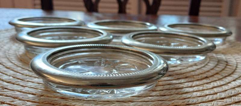 6 SILVER PLATED Coasters | 10 cm wide each |