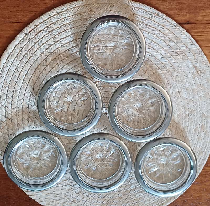 6 SILVER PLATED Coasters | 10 cm wide each |