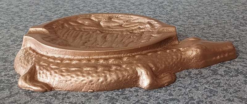 Vintage Cast Iron Crocodile Ashtray  Victoria Falls Souvenir | Heavy Copper-Coloured Collectible
