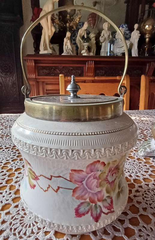 Porcelain Floral Biscuit Jar  14 x 14 cm High