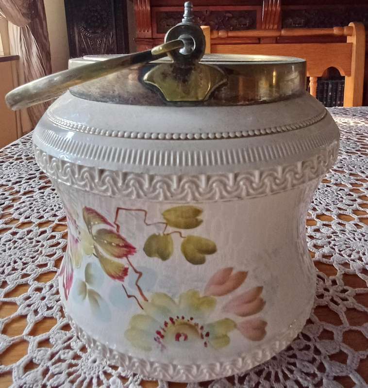 Porcelain Floral Biscuit Jar  14 x 14 cm High