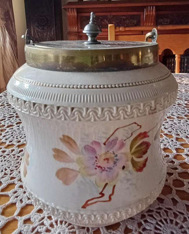 Porcelain Floral Biscuit Jar  14 x 14 cm High