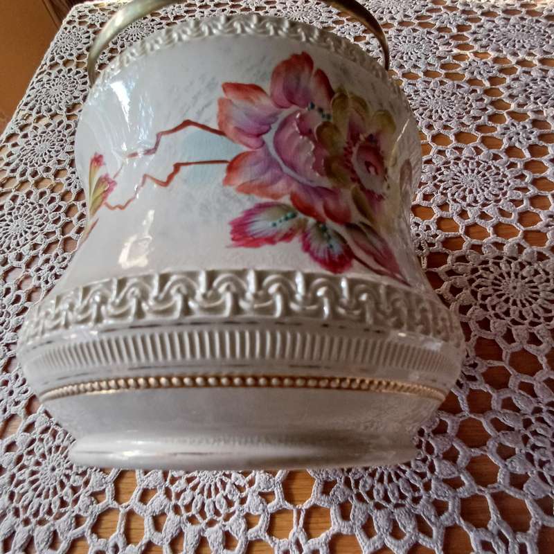 Porcelain Floral Biscuit Jar  14 x 14 cm High