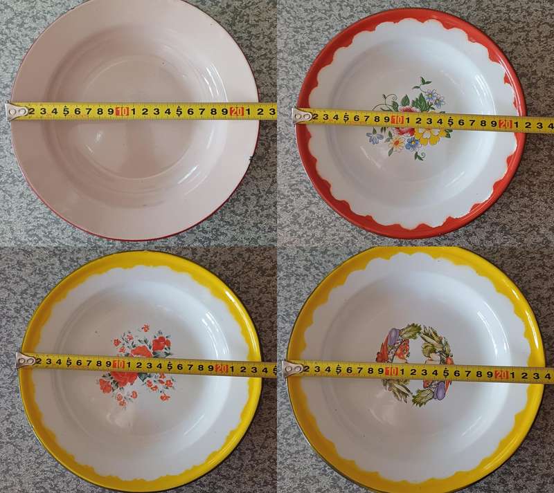 Charming Vintage Enamel Plates  Set of 4 | Delightfully Nostalgic Kitchenware