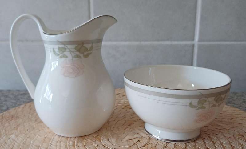 Vintage 1984 Royal Doulton "Twilight Rose" Milk Pourer & Sugar Bowl  Elegant Tea-Time Charm