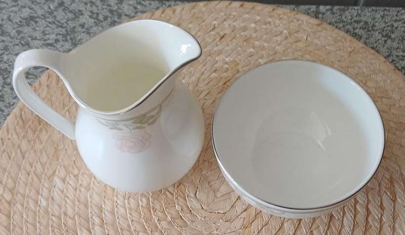 Vintage 1984 Royal Doulton "Twilight Rose" Milk Pourer & Sugar Bowl  Elegant Tea-Time Charm