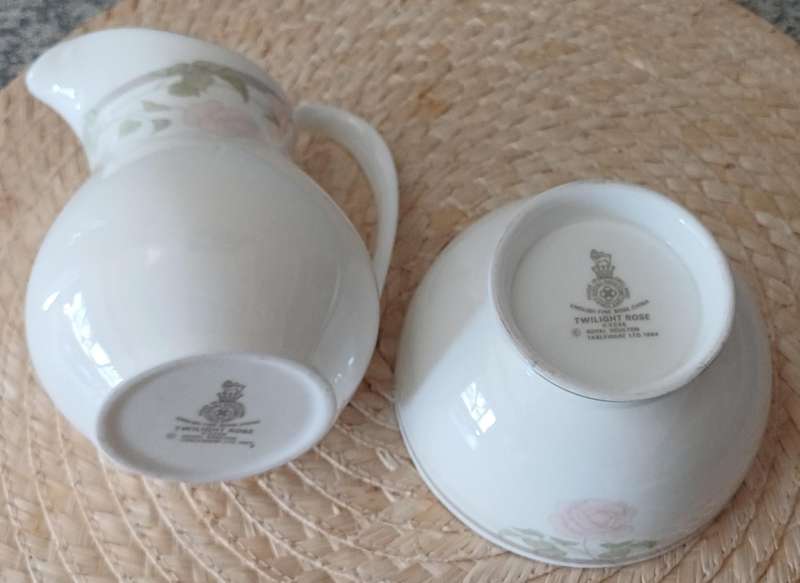 Vintage 1984 Royal Doulton "Twilight Rose" Milk Pourer & Sugar Bowl  Elegant Tea-Time Charm