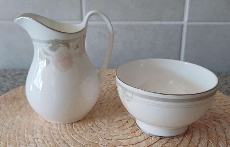 Vintage 1984 Royal Doulton "Twilight Rose" Milk Pourer & Sugar Bowl  Elegant Tea-Time Charm