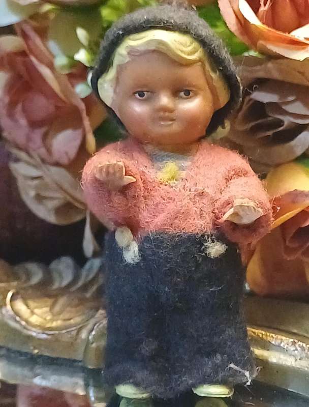 Vintage German Antique Rubber Boy Doll  Miniature