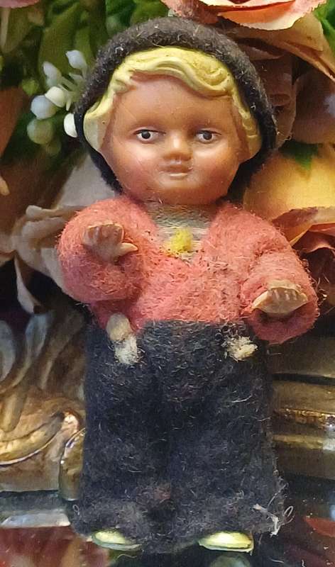 Vintage German Antique Rubber Boy Doll  Miniature