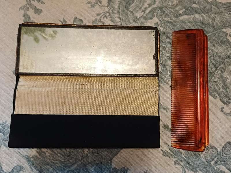 Vintage Floral Petit Point Case with Comb