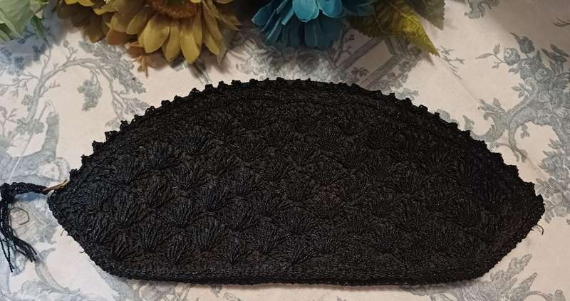 Vintage 1940s Black Evening Bag with YKK Zipper  Stunning Condition