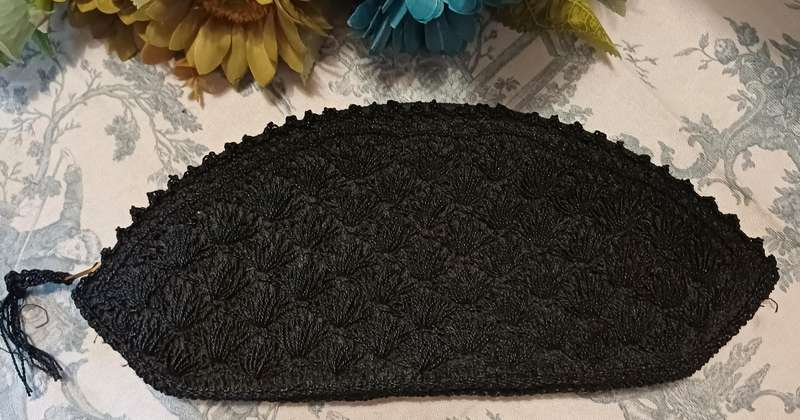 Vintage 1940s Black Evening Bag with YKK Zipper  Stunning Condition