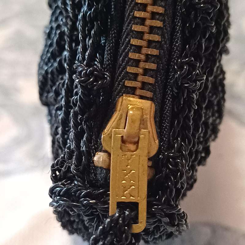 Vintage 1940s Black Evening Bag with YKK Zipper  Stunning Condition