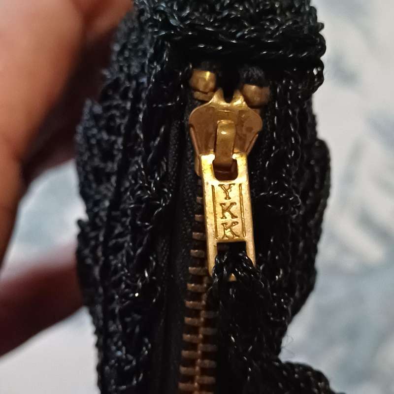 Vintage 1940s Black Evening Bag with YKK Zipper  Stunning Condition