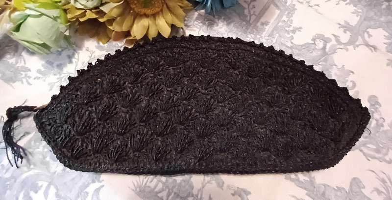Vintage 1940s Black Evening Bag with YKK Zipper  Stunning Condition