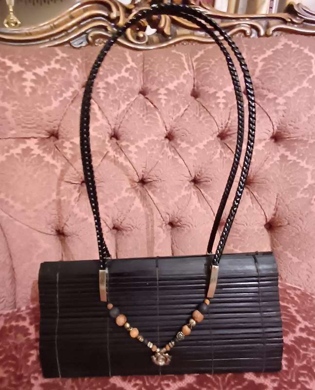 Natural Eco-Friendly Bamboo Handbag with Strap  Made in Thailand  31 x 10 x 44 including strap