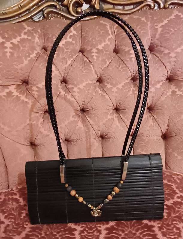 Natural Eco-Friendly Bamboo Handbag with Strap  Made in Thailand  31 x 10 x 44 including strap