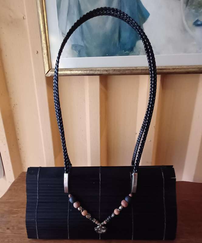 Natural Eco-Friendly Bamboo Handbag with Strap  Made in Thailand  31 x 10 x 44 including strap