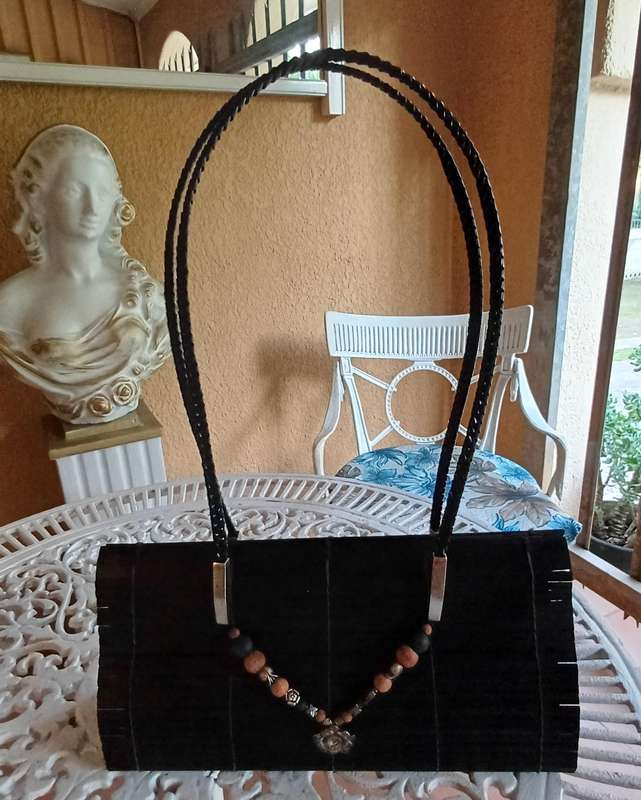 Natural Eco-Friendly Bamboo Handbag with Strap  Made in Thailand  31 x 10 x 44 including strap