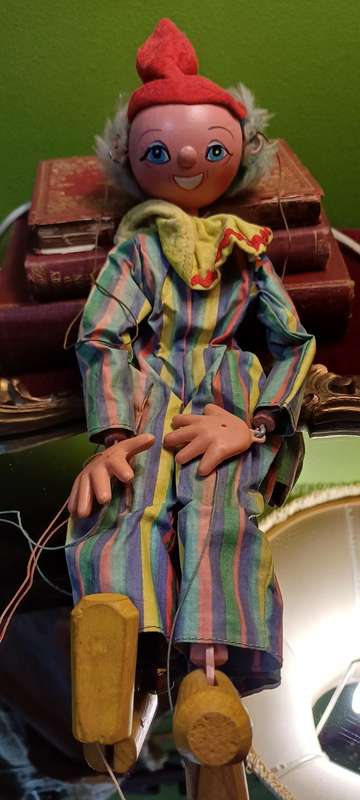 Vintage 1960s Pelham Puppets Clown Marionette  30 cm