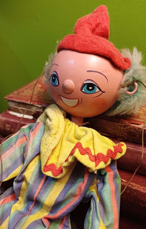Vintage 1960s Pelham Puppets Clown Marionette  30 cm