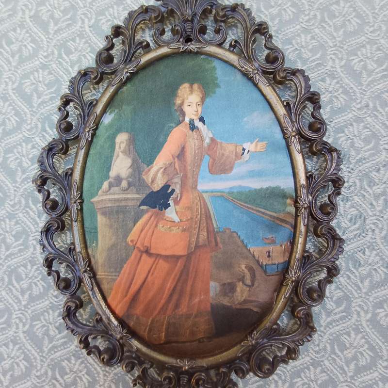 Ornate Vintage Silk Picture of a Lady  Made in Italy